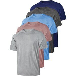 Men's 5 Pack Dry Fit T Shirts 1 Athletic Running Gym Workout Short Sleeve